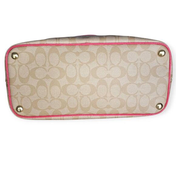 Coach Peyton Signature Cora Domed Satchel Pink & Tan EUC - Picture 4 of 8